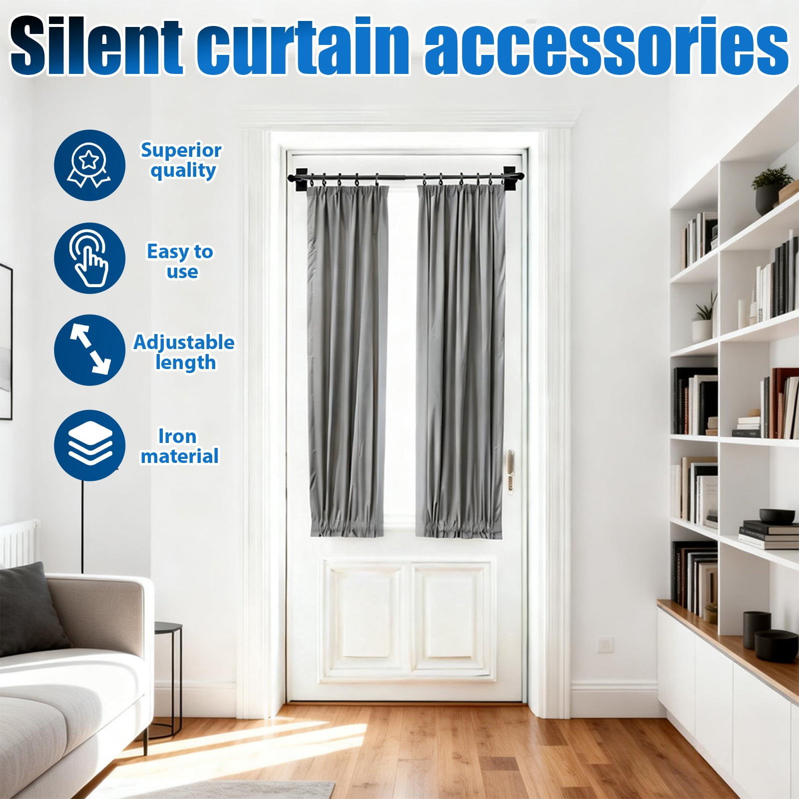 2sets Adjustable Magnetic Curtain Rod for Metal Door 17.3 to 33.4 Inch Multi Use Adjustable Appliance Magnetic Rod for Window Frame Cabinet Refrigerator Dishwasher,Black