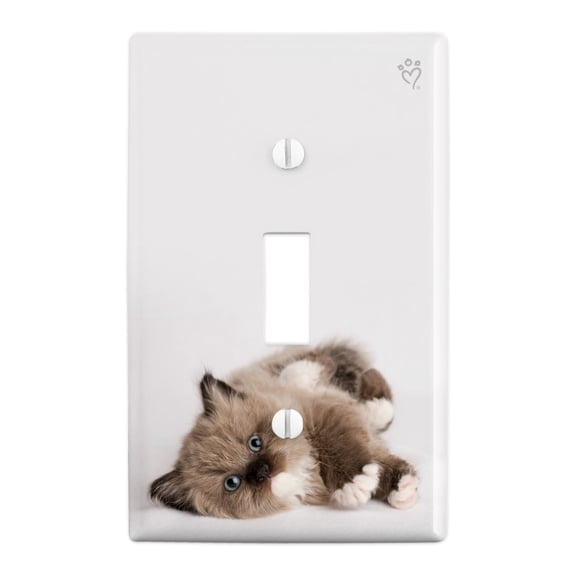 Miradoll Ragdoll Kitten Cat Brown Lazy Plastic Wall Decor Toggle Light Switch Plate Cover