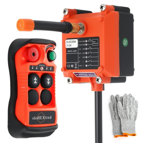 2 Channel Mini Industrial Wireless Crane Radio Remote Control 12V 24V DC for Electric Chain Hoist Overhead Bridge Travelling Crane Truck Transmitter and Receiver