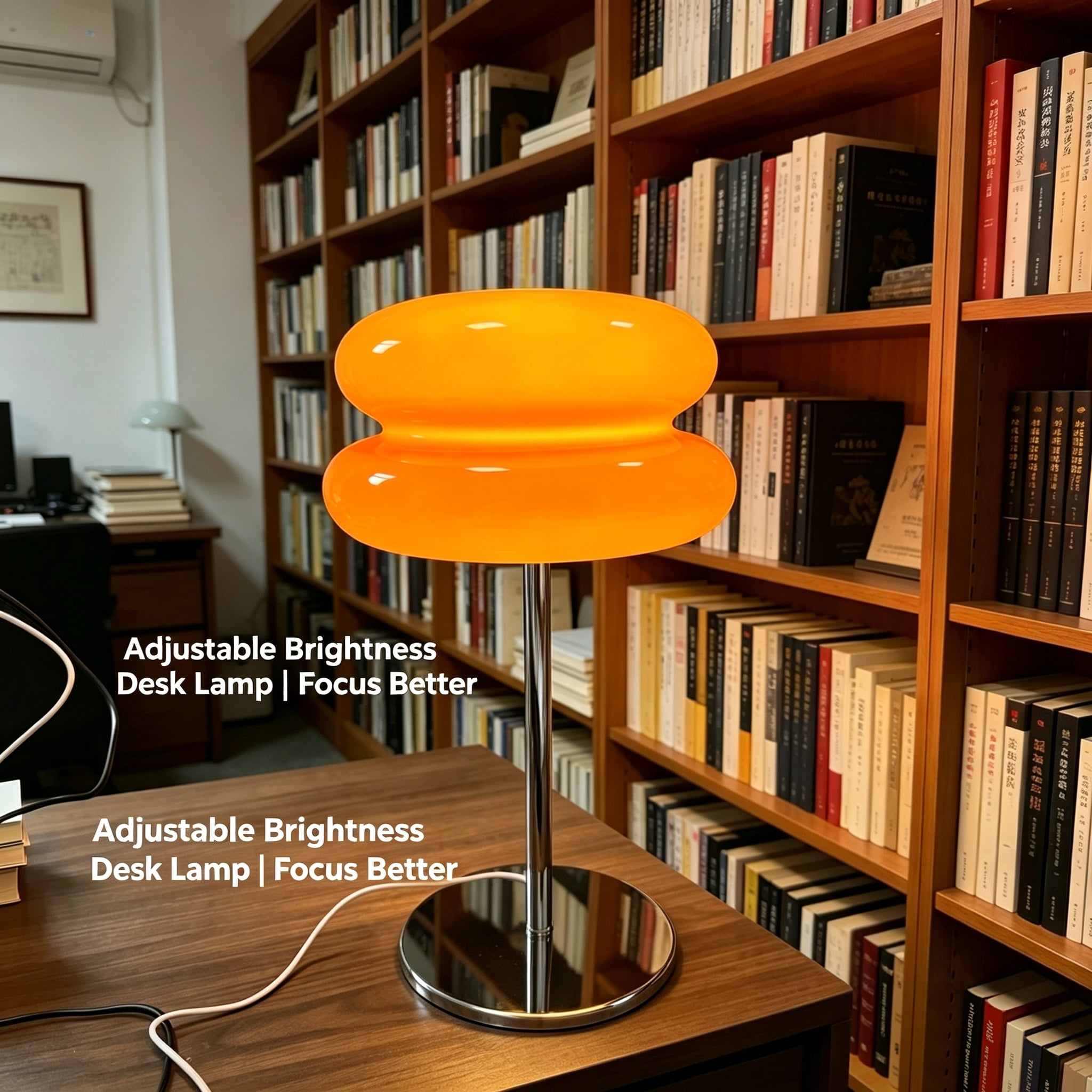 Mushroom Lamp for Bedroom,Mid Century Modern Lamp for Nightstand, Dimmable Retro Egg Tart Bedside Small Lamps,Unique Home Mushroom Decor Aesthetic Cute Table Lamps for Living Room (Orange)