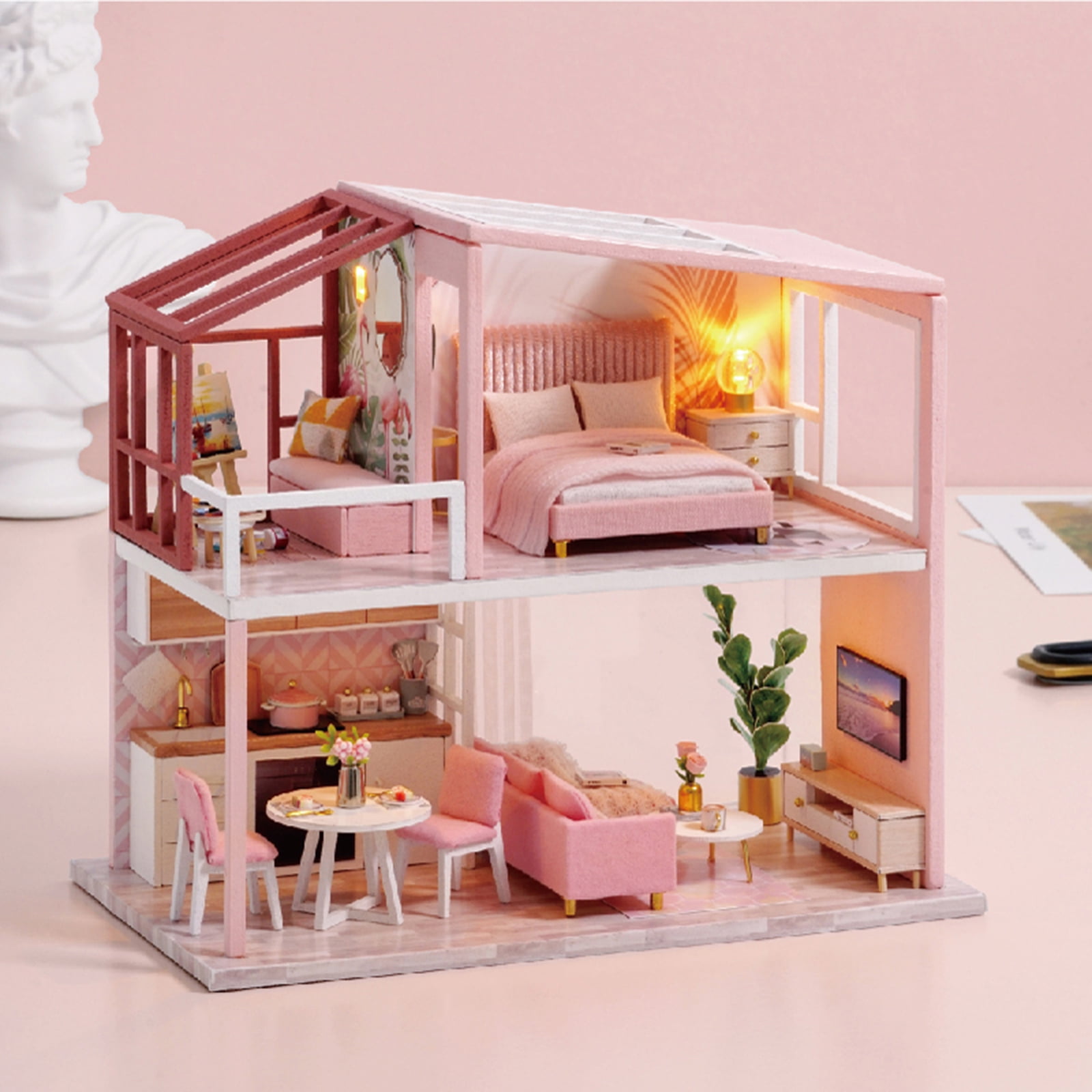 1/24 DIY Doll House Wooden Doll Houses Miniature Dollhouse Furniture Kit Toys 