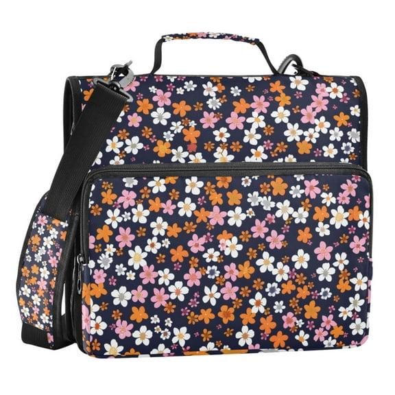ALAZA Zipper Binder Small Flowers Floral 3 Ring Trapper Keeper File Folder Organizer Bag