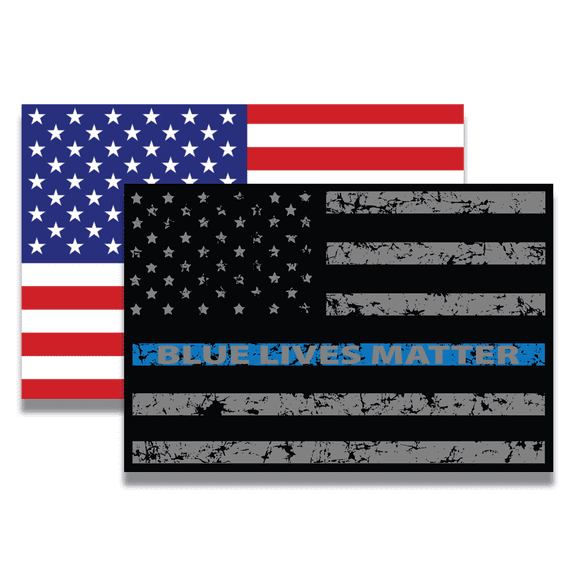 Magnet Me Up Thin Blue Line Distressed Blue Lives Matter American Flag and American Flag Magnet Decal, 2 Pk, 4x6 in