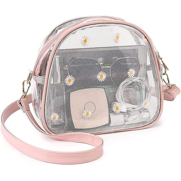Bolso bandolera transparente para mujer, bolso pequeño transparente aprobado por el estadio, bolso de hombro transparente transparente
