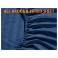thumbnail image 5 of Drevy Queen Stripe Sheet Set - Luxury Hotel 1800 Thread Count Bedding Sheets & Pillowcases - Ultra Soft Breathable & Cooling Bed Sheets - Wrinkle Resistant - 6 Piece Set - Queen, Navy Blue, 5 of 7