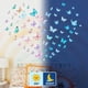 thumbnail image 3 of 2 mariposas luminosas multicolor for decorar paredes y techos. Incluyen mariposas rosas, verdes, moradas y azules. Adhesivos fluorescentes de pared., 3 of 4