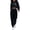 Black, variant on Carnival Night Out Two Piece Set for Women Party Top and Pants Short Crop Top with Joggers Hooded Long Sleeve Black L