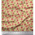 thumbnail image 1 of Soimoi Beige Poly Georgette Fabric Floral & Pomegranate Fruits Printed Fabric 1 Yard 42 Inch Wide, 1 of 3