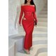 thumbnail image 2 of Vestido NRTHYE de malla con hombros descubiertos y manga larga, maxi fruncido para mujer, 2 of 6