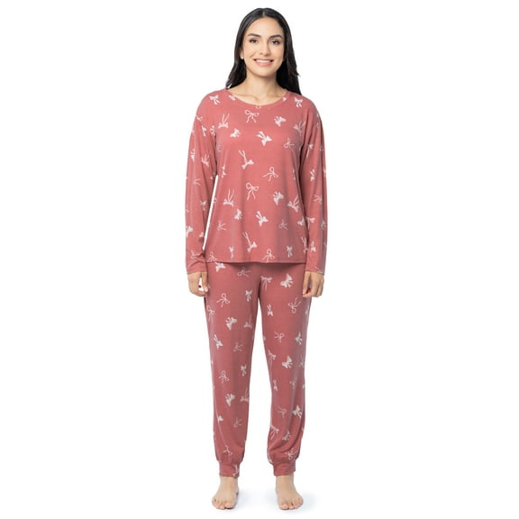 Fruit of The Loom Women's Boyfriend Top & Jogger Pajama Sleep Set, Sizes S-4X