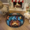 thumbnail image 2 of Btomtd 24" Christmas Theme Round Area Rug for Living Room, Holiday Decor Floor Mat for Bedroom Sofa Coffee Table Decor, Household Festive Doormat, A-M, 2 of 7