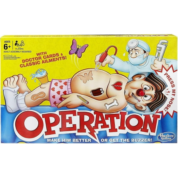 Classic Operation Game, Electronic Board Game with Cards, Indoor Game for Kids Ages 6 and Up