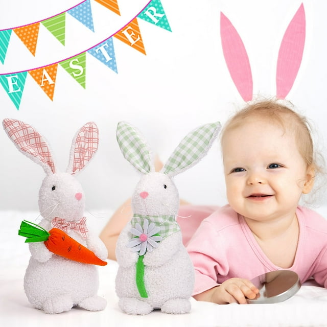 Fiudx Conejito de Pascua de Pie, Tela Suave, Bonita Decoración Navideña, Ideal para Interiores y Exteriores, Ideal para Dormitorios y Salas de Estar, Gran Regalo de Pascua, 30 Cm.