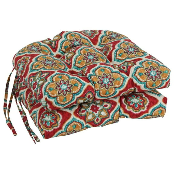Blazing Needles 16-inch Polyester Patterned Outdoor U-shaped Chair Cushions (Set of 2)