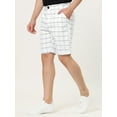 thumbnail image 2 of Pantalones cortoscuadros de verano pahombre Pantalones cortos ajustados con frente planocuadros blanco 36, 2 of 6