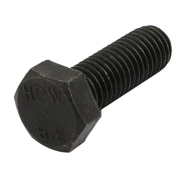 8.8 Grade M12x35mm Full Threaded Left Hand Thread Hex Head Bolt Black