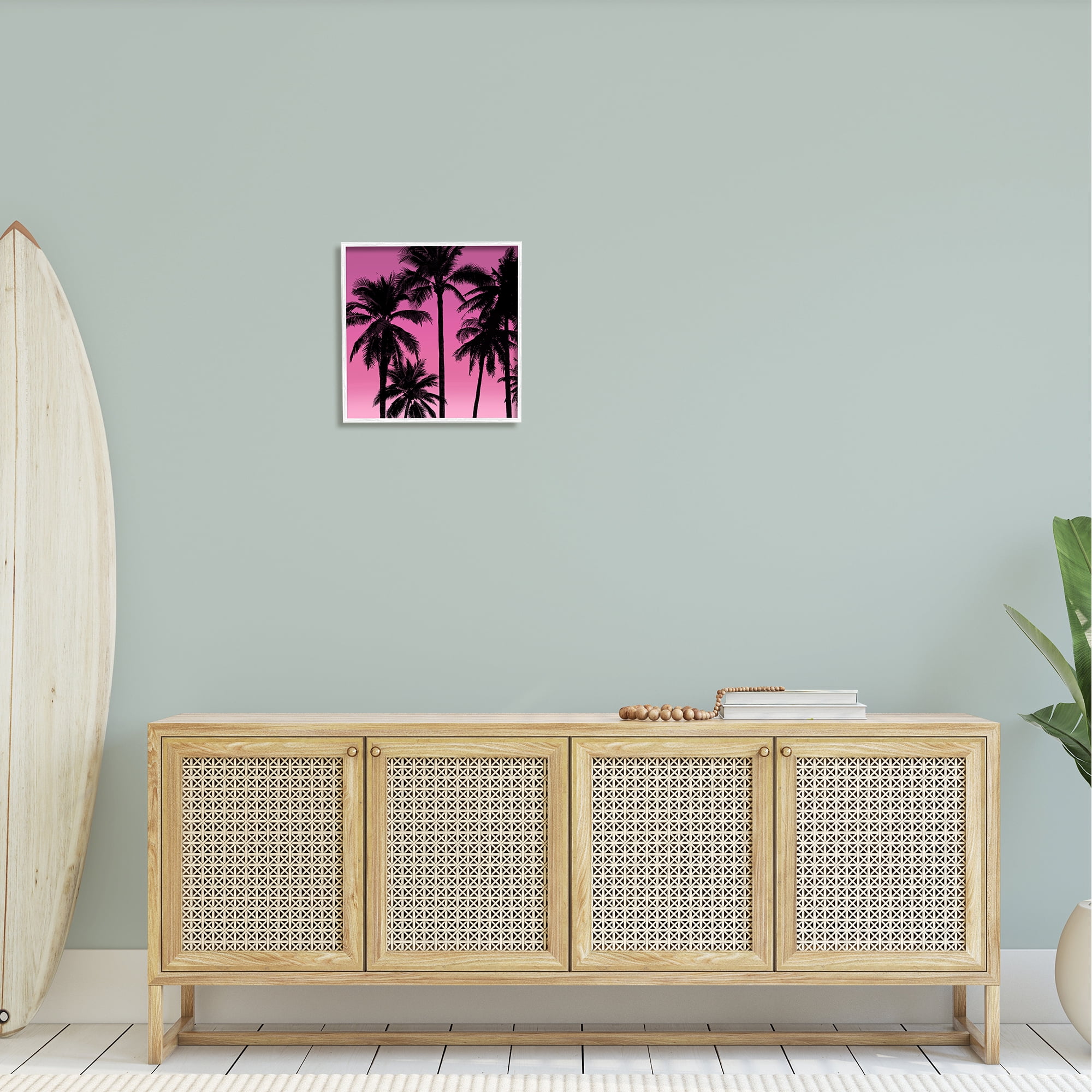 Stupell Pink Tropical Sunset Palm Trees Landscape Photography White Framed Art Print Wall Art