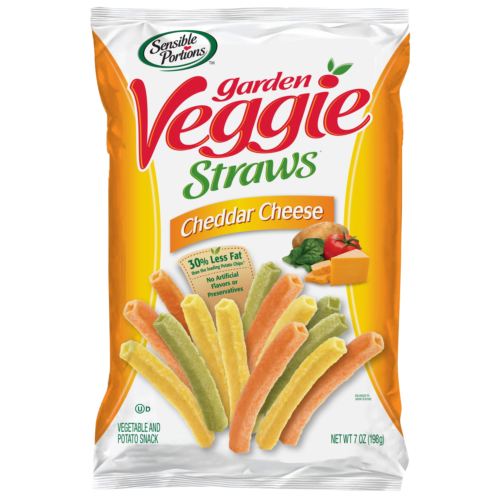 Sensible Portions Cheddar Cheese Garden Veggie Straws, 7 Ounce Bag
