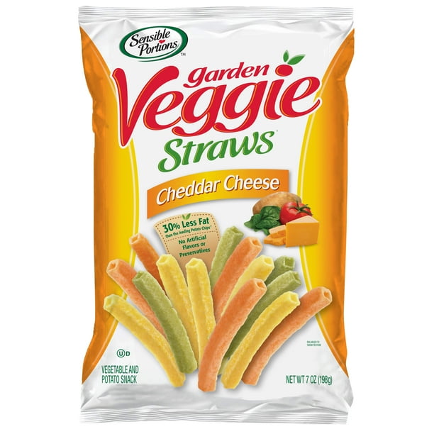 Sensible Portions Cheddar Cheese Garden Veggie Straws, 7 Ounce Bag