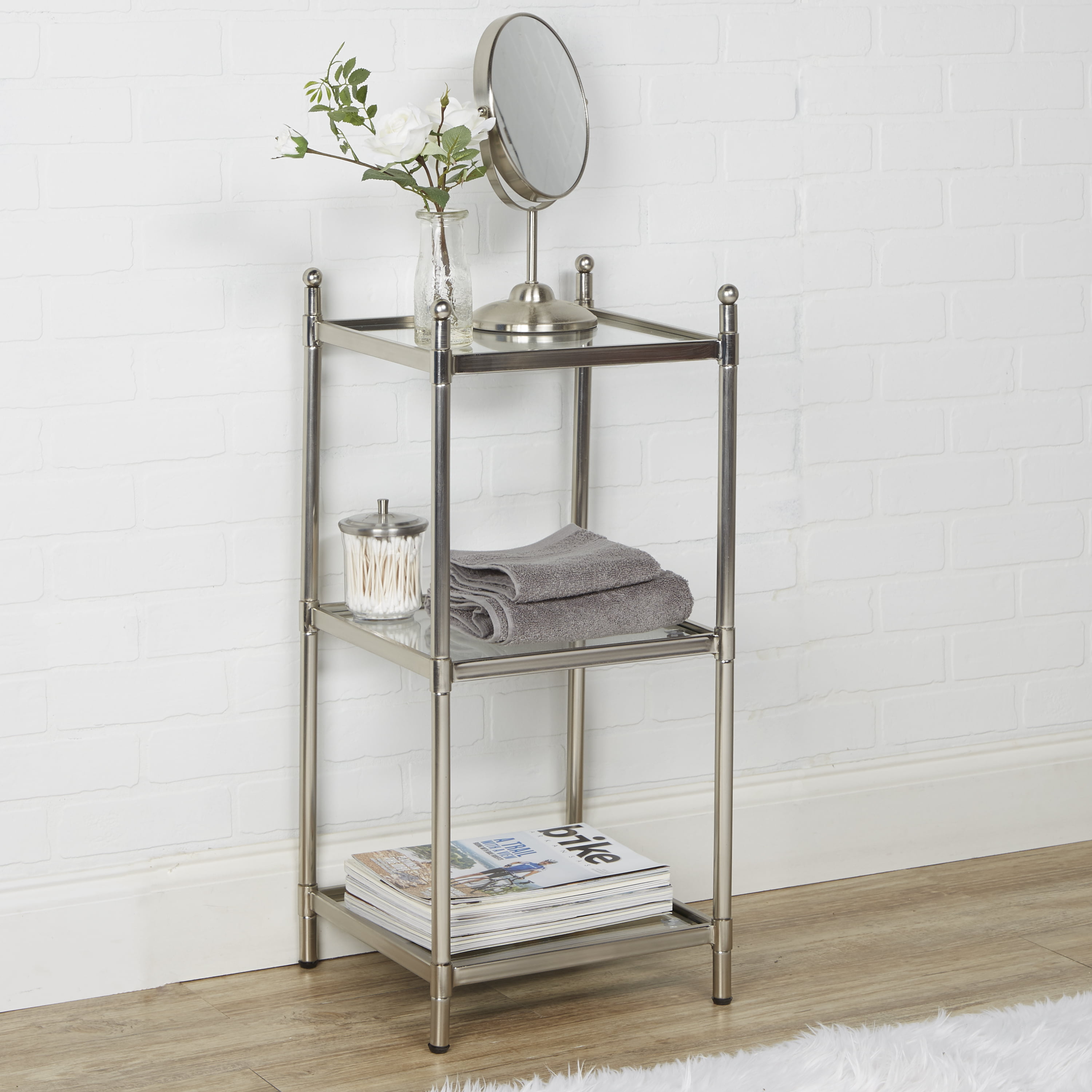 3 Layer Stainless Steel Wall Bathroom Shelves Silver/Gold