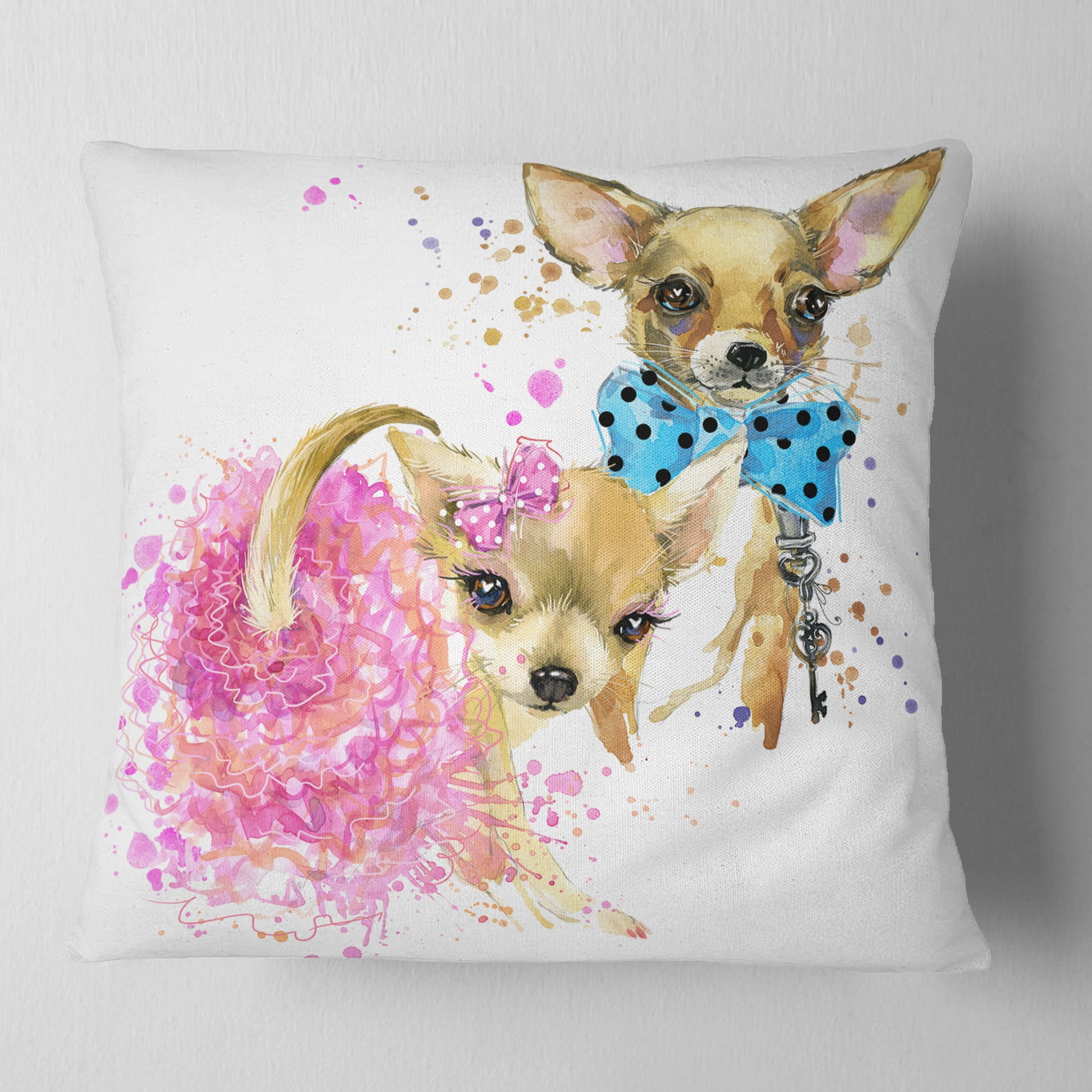 Designart Bridge and Groom Dog Illustration - Animal Throw Pillow - 18x18
