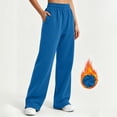 thumbnail image 4 of Women's Fleece Sweatpants High Waist with Pockets Side Split Elastic Waist Casual Pants, Blue-S, 4 of 9
