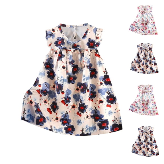 YHAJDS Little Girl Sleeveless Dress Character Print Casual Top
