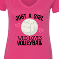 thumbnail image 4 of Inktastic Just a Girl Who Loves Volleyball Women's V-Neck T-Shirt, 4 of 5