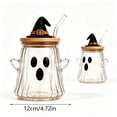thumbnail image 2 of Cute Halloween-themed Clear Glass Tumbler With Lid Featuring Designs Of A Cow Ghost And A Pumpkin A Large-capacity Kitchen Drinking Glass., 2 of 8