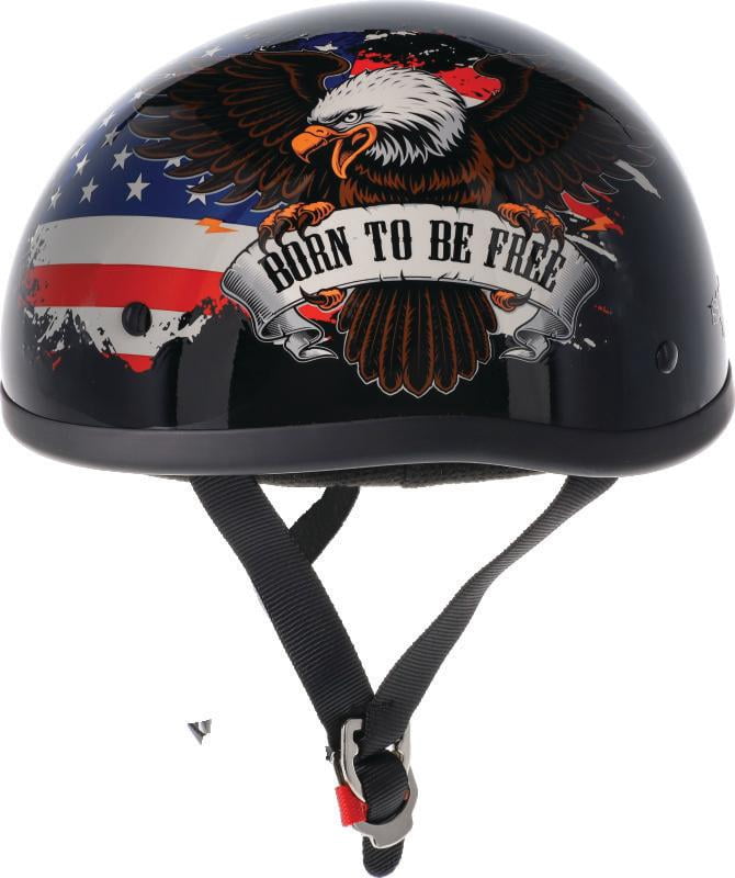 Skid Lid Freedom Eagle Motorcycle Half Helmet Black LG