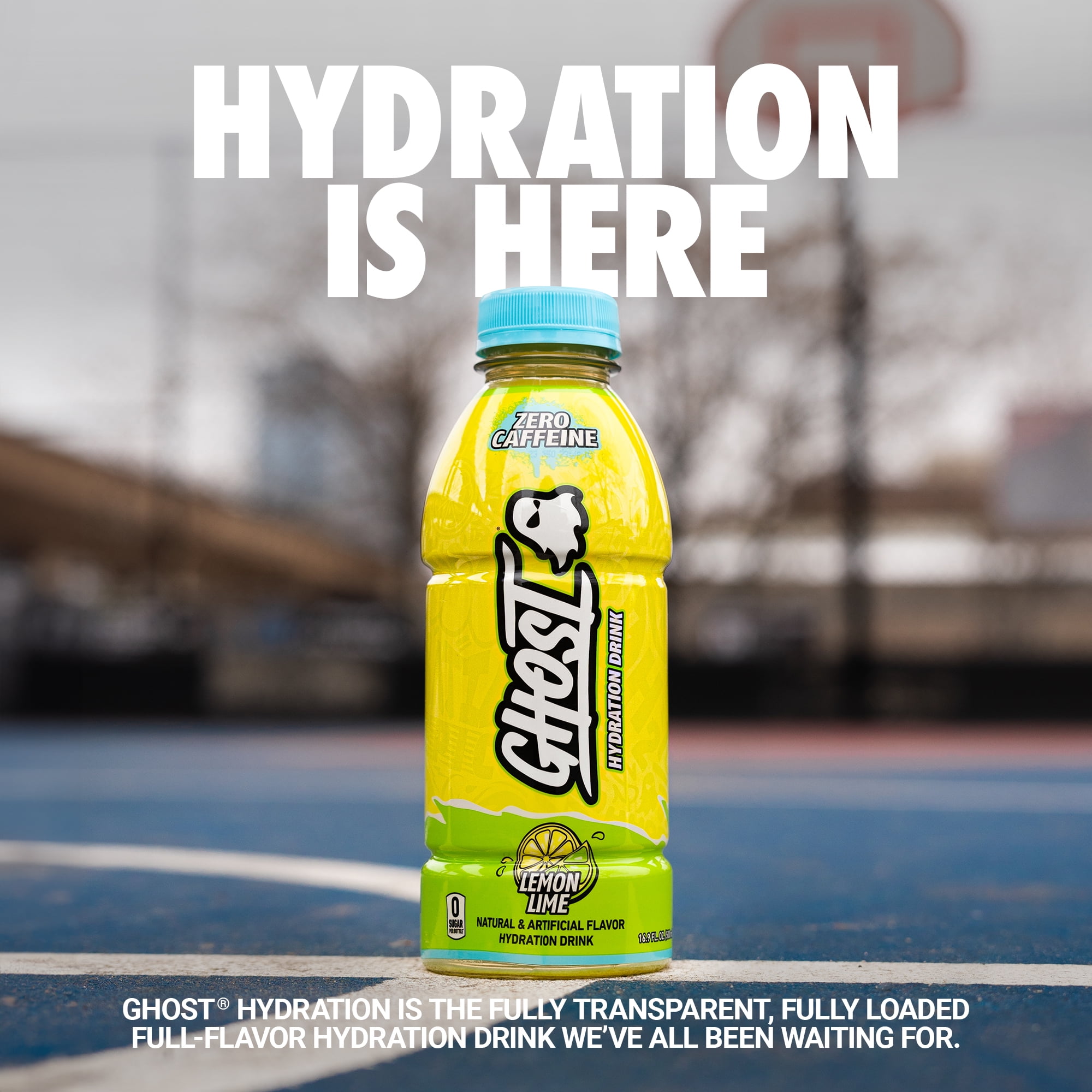 GHOST® HYDRATION Zero Sugars Sports Drink, Lemon Lime, 16.9 fl oz