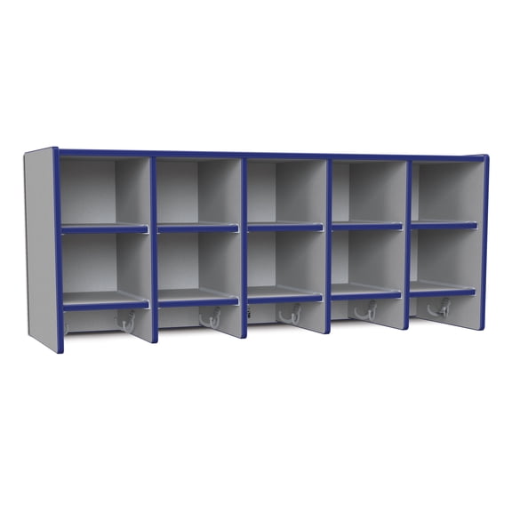 10 Section Wall Mount Coat Locker - without Trays - Blue