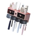 thumbnail image 2 of Estante para cepillos de dientes, sin perforaciones, para pared, para enjuague bucal, para inodoro, color rosa, 4 tazas, 2 of 12