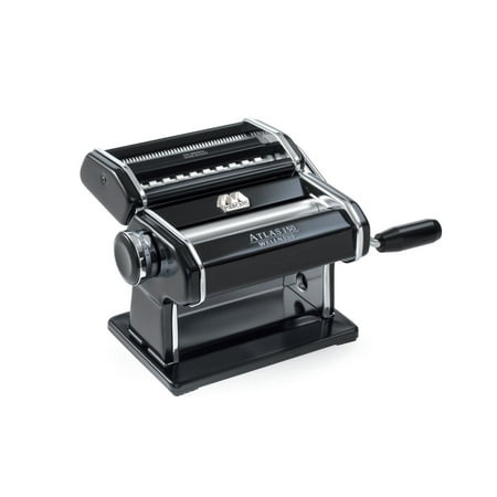 Marcato Atlas Made in Italy Pasta Machine, Made in Italy, Black, Includes Pasta Cutter, Hand Crank, and