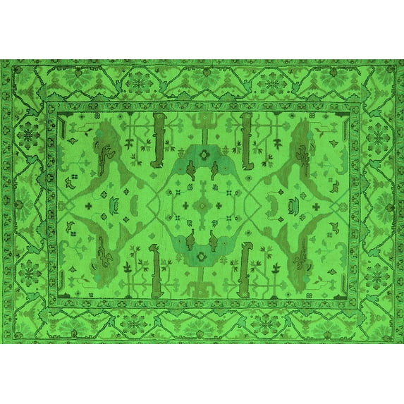Ahgly Company Indoor Rectangle Oriental Green Industrial Area Rugs, 2' x 5'