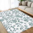 thumbnail image 4 of 6x9 Area Rugs, Teal Blue Green Non-Skid Rubber Backing Large Rectangle Rugs - Living Room Bedroom Home Office, Vintage Farmhouse Boho Flower Leaf Indoor Floor Mat Carpets Washable Rug, 4 of 9