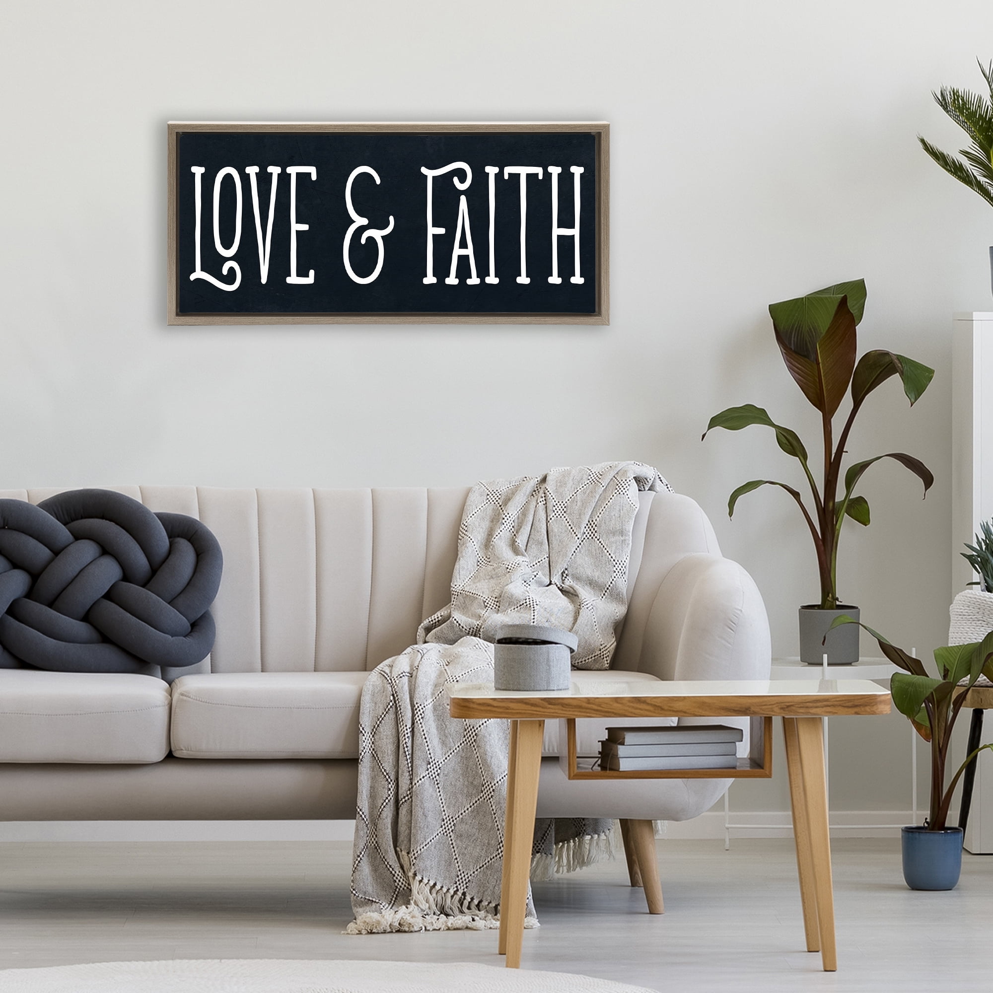 Stupell Industries Love & Faith on Black Brown Framed Floater Canvas Wall Art, design by SD Graphics Studio