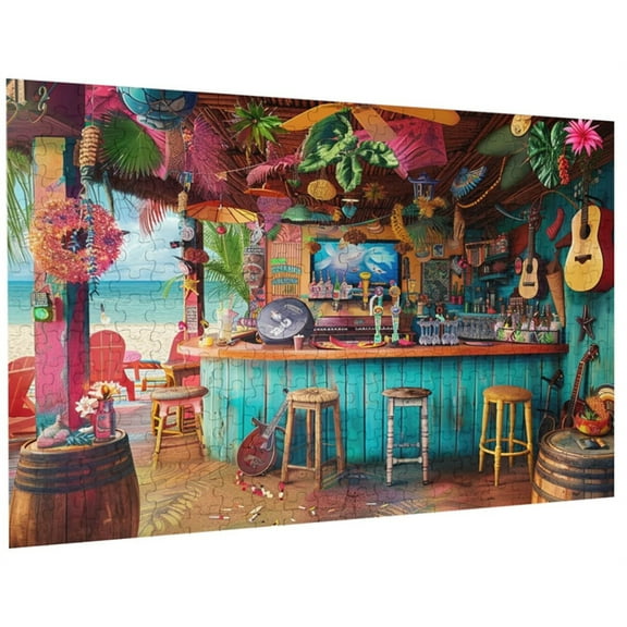 Beach Bar 100 Piece Jigsaw Puzzle for Adults Unique and Relaxing Activity Sustainable Materials Ideals for Family Fun Time
