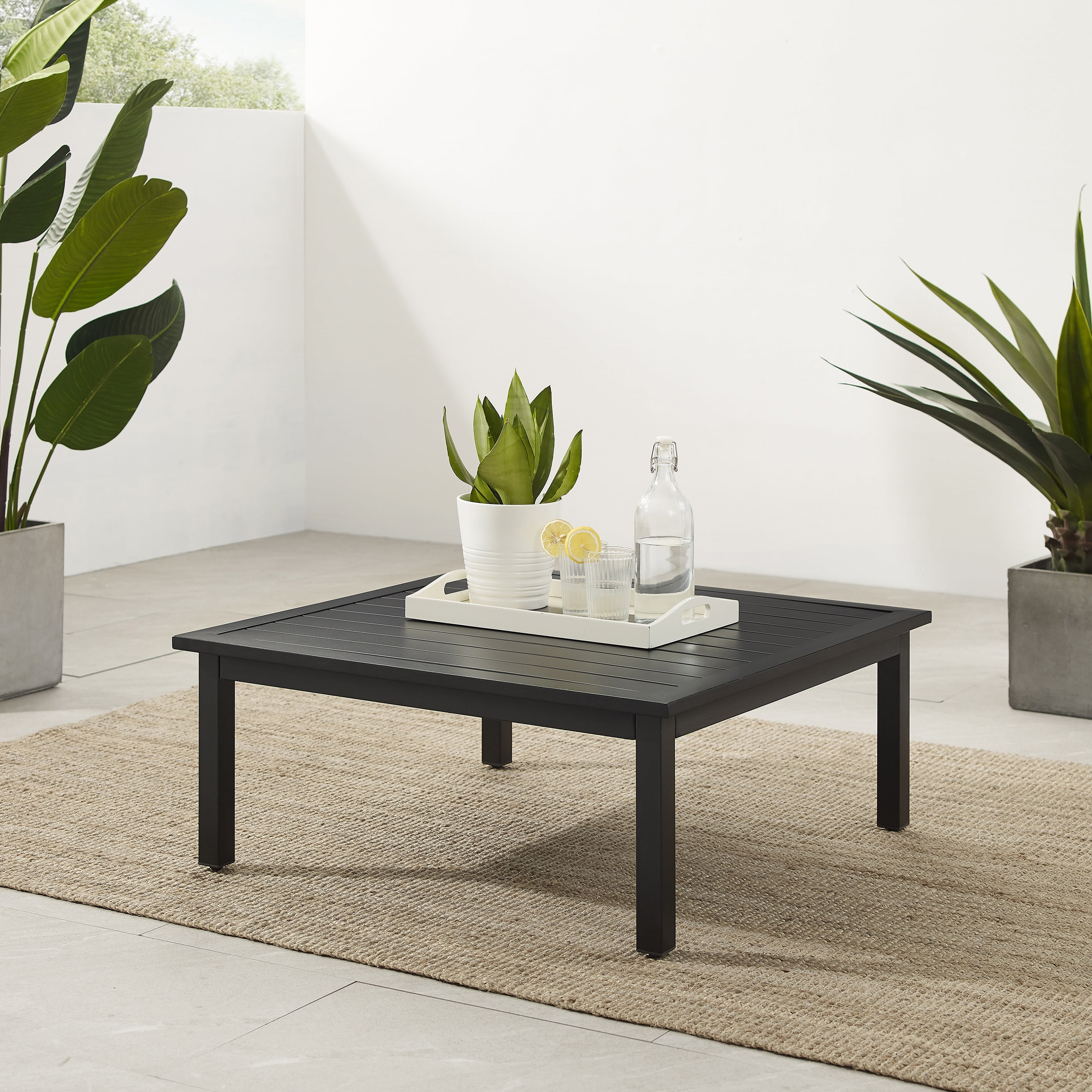Clark Outdoor Metal Coffee Table Matte Black