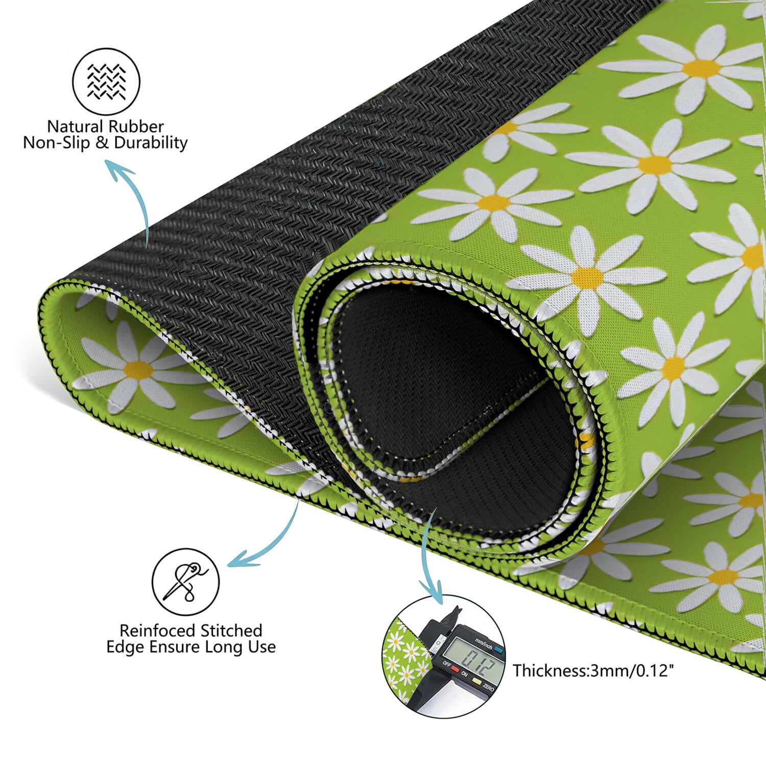 Floral Rubber Mahjong Play Mat 31.5x31.5 Inches Provides Quiet Non-Slip Experience for Tile Games and Board Games