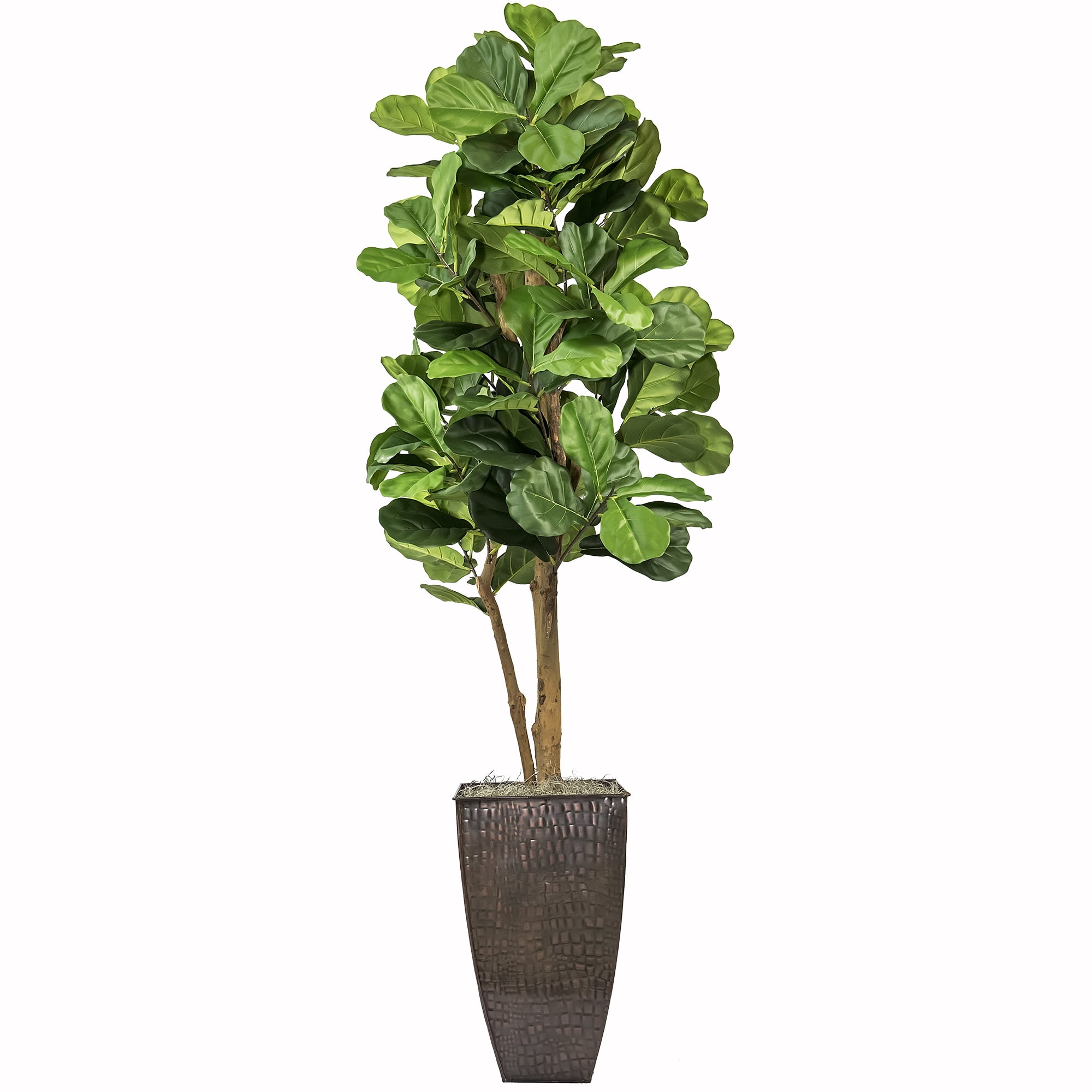 LCG Florals Artificial Tree, Fig Tree, 6 ft, Copper Metal Planter