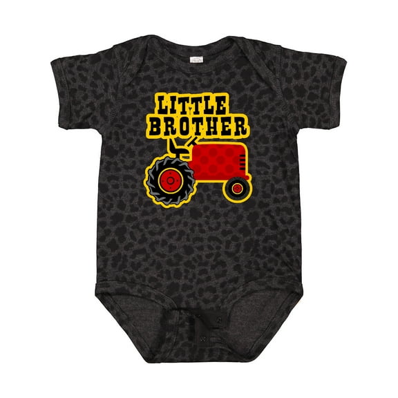 Inktastic Red Tractor Little Brother Boys Baby Bodysuit