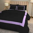 thumbnail image 4 of DNG Creations 3 Piece Full Black And Lilac Border Line Pattern Duvet Cover - 100% Egyptian Cotton, 800 Thread Count ( Full/Queen ), 4 of 5