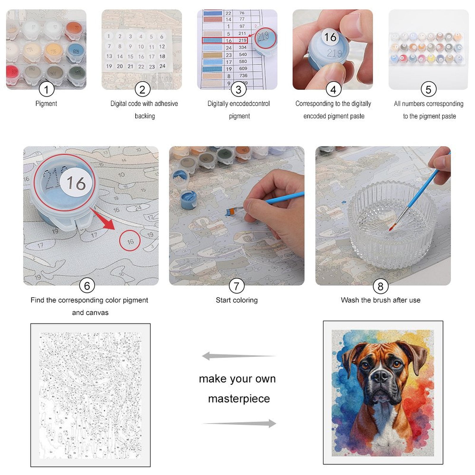 Paint By Numbers Kit for Adults Beginner - DIY Colorful Boxer Dog Portrait Art Canvas Painting Kits for Adults, Frameless Paint By Number for Adults for Home Wall Decor 16x20 Inch