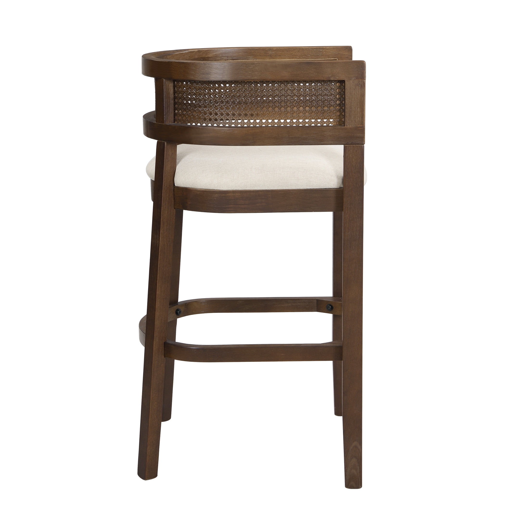 Christopher Knight Home 29.5" Upholstered Bar Stools, Wood Frame with Rattan Back, Walnut, Set of 2