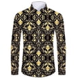 thumbnail image 2 of Camisas de manga corta con botones y estampado 3D de lujo de alta gama con patrón dorado para hombres, blusas de estilo callejero de moda, atuendos de hip hop, 2 of 5