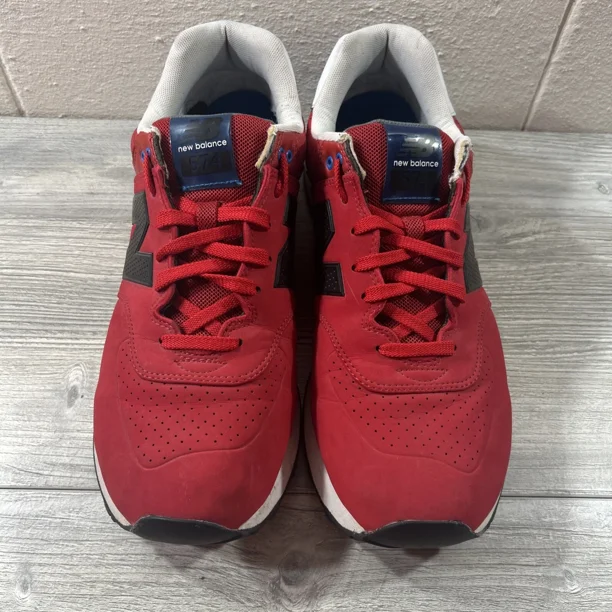 New Balance 574 Mens Size 13D Red Black Blue Athletic Running Shoes ML574ACC