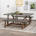 thumbnail image 3 of Brennan Solid Wood 3 Piece Trestle Dining Set in Gray/Brown, 3 of 6