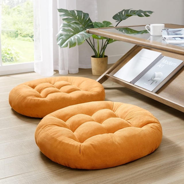 Juego de cojines para suelo Degrees of Comfort, naranja y amarillo