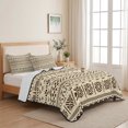 thumbnail image 5 of Twin Quilt Set 68''x86'', Abstract Boho Lightweight Summer Bedspread Coverlet Set with 2 Pillow Shams, Modern African Ethnic Geometric Beige Breathable All Season Quilt Bedding for Dorm/Bedroom, 5 of 9